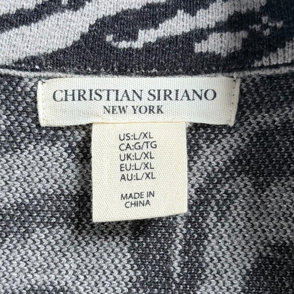 Christian Siriano Zebra Poncho Women L/XL Black White Animal Print Fringe Zip Up - Picture 5 of 9